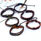 Vintage Woven Leather Bracelet Multi-layer Adjustable Size