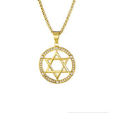 Star Hollow Pendant Necklace Crystal Inlaid Accessorie
