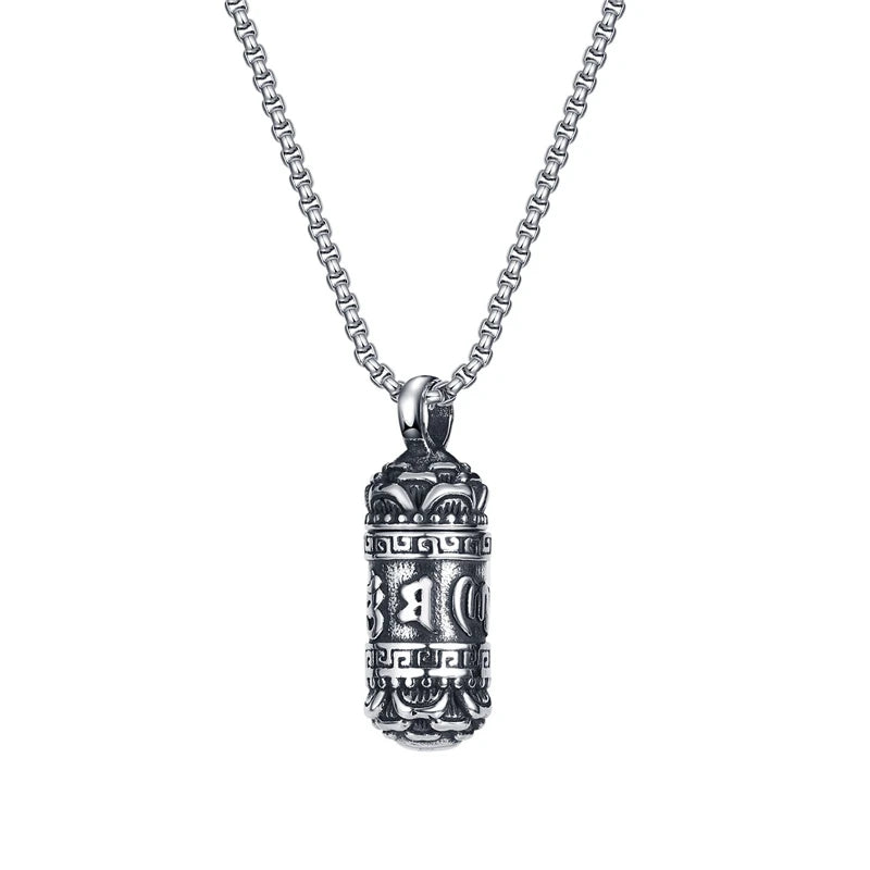 Vintage Tibetan Buddha Necklace Steel Pendant