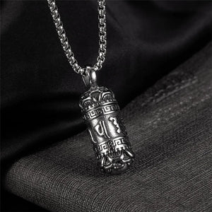 Vintage Tibetan Buddha Necklace Steel Pendant