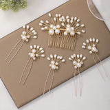6-pc Women's Wedding Comb Set Pearl Bridal Hair Accessories Flower Jewelry Pins