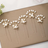 6-pc Women's Wedding Comb Set Pearl Bridal Hair Accessories Flower Jewelry Pins