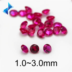 1.0-3.0mm Red Synthetic Stone Round Cut for Jewelry