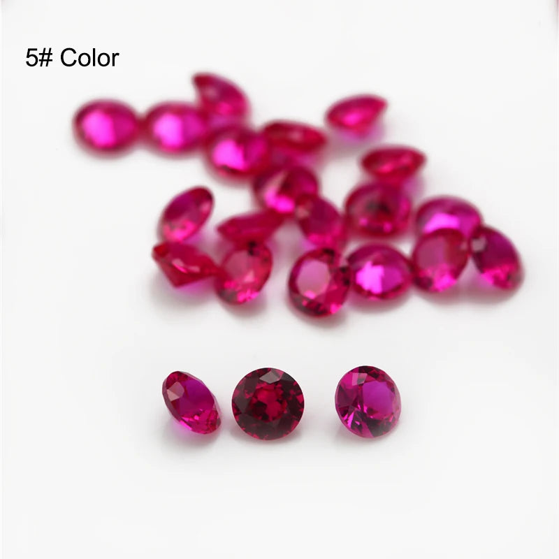 1.0-3.0mm Red Synthetic Stone Round Cut for Jewelry
