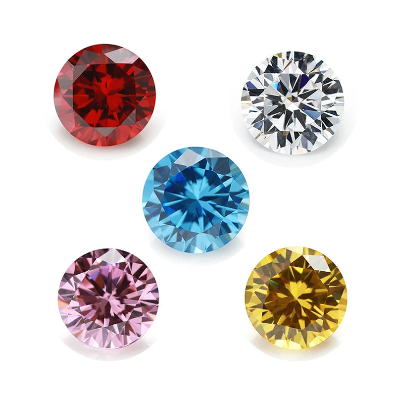 1-12mm CZ Beads SeaBlue Garnet GoldenYellow Pink Mix Colors