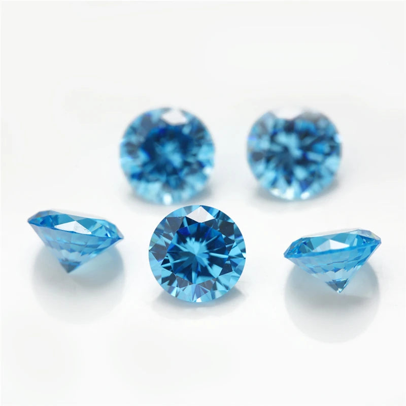 1-12mm CZ Beads SeaBlue Tanzanite Violet Lavender Mixed Colors Round Stones