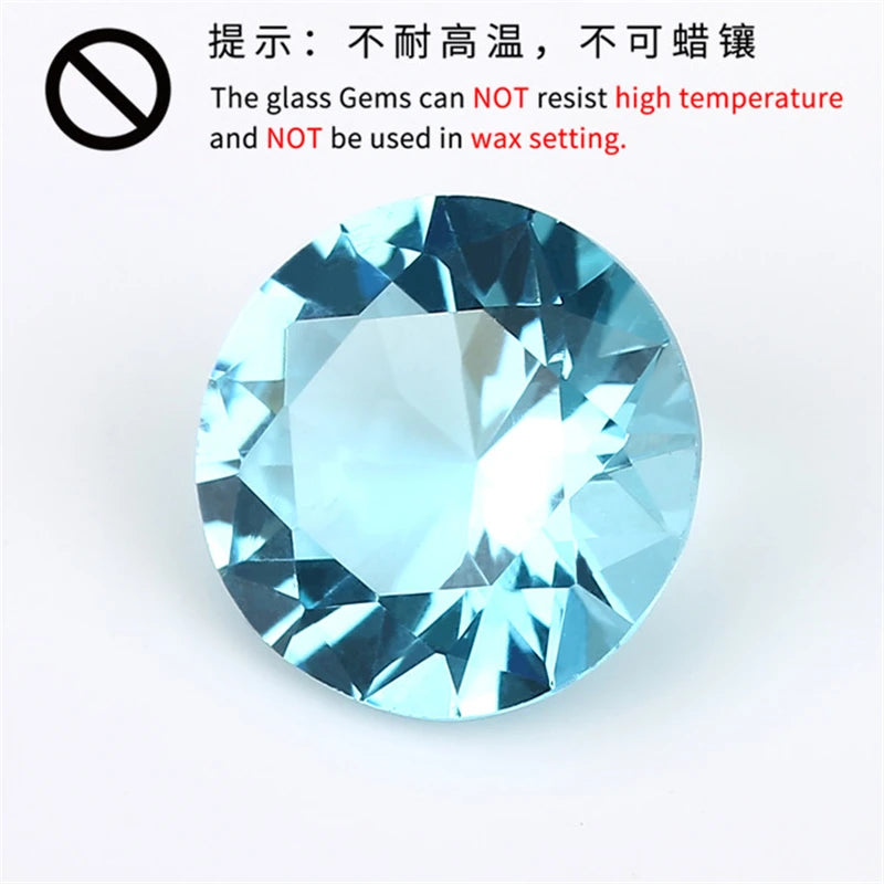 1~12mm Light SeaBlue Round Glass Stone Synthetic Gems