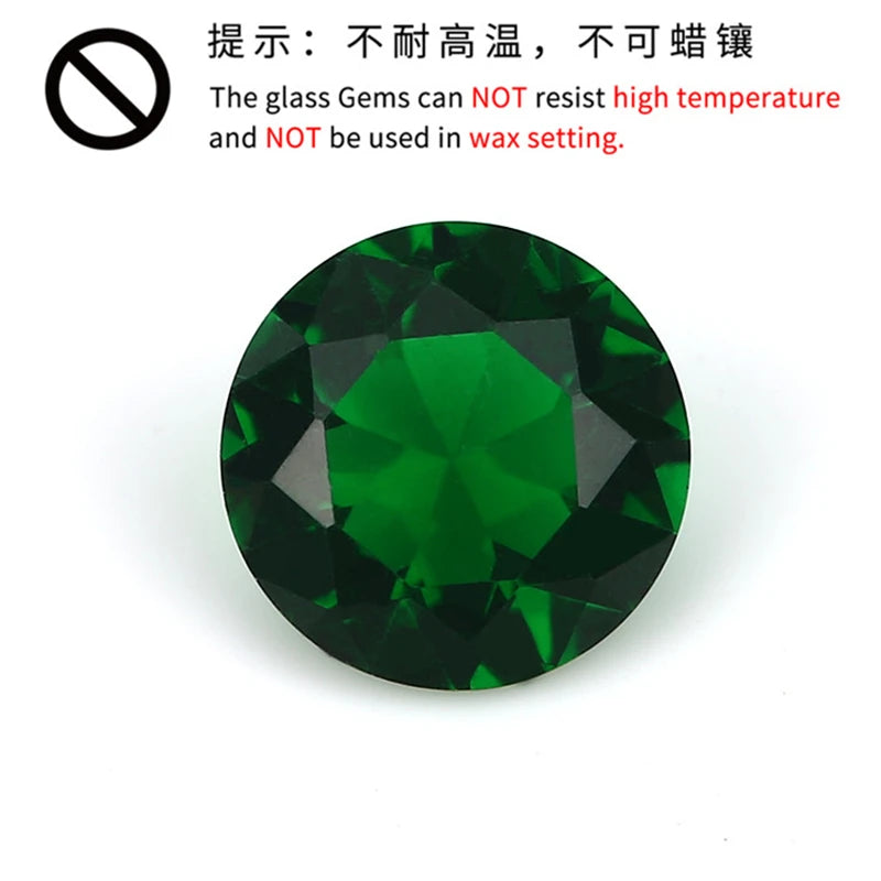 Light Green Round Cut Glass Stone Synthetic Gems 1-15mm Loose Jewelry