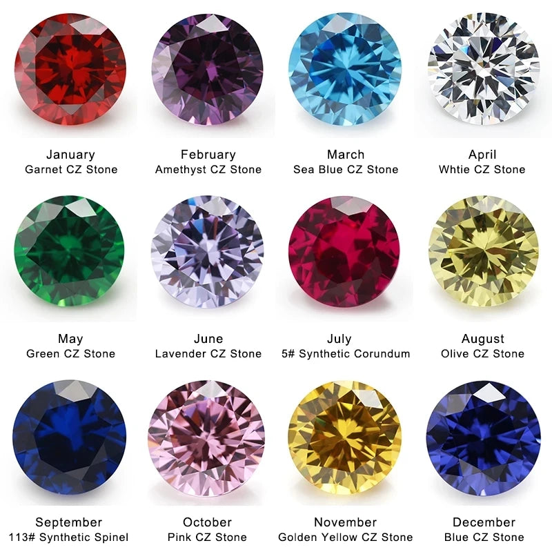 1-10mm 12 Birthday Round CZ Stone Spinel113# Corundum5# Synthetic Gemstone
