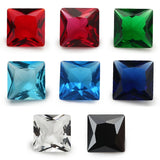 Red Green Square Glass Stone Synthetic Gems 2x2~12x12mm