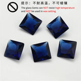 Square Loose Glass Stone Synthetic Gems Red Green Garnet 2x2~12x12mm