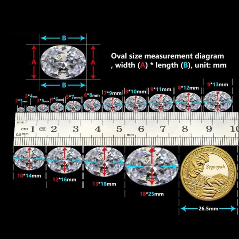 AAAAA Oval CZ Stone 11 Colors 2x3~13x18mm Golden Yellow ,Olive , Garnet, Pink