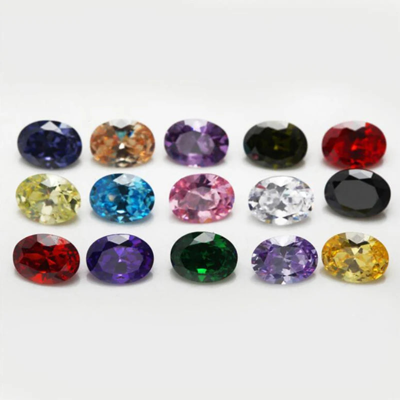 AAAAA Oval CZ Stone 11 Colors 2x3~13x18mm Golden Yellow ,Olive , Garnet, Pink