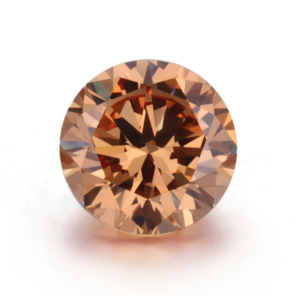 3.25-12mm Round 5A+ Champagne CZ Stone Synthetic Gems Cubic Zirconia