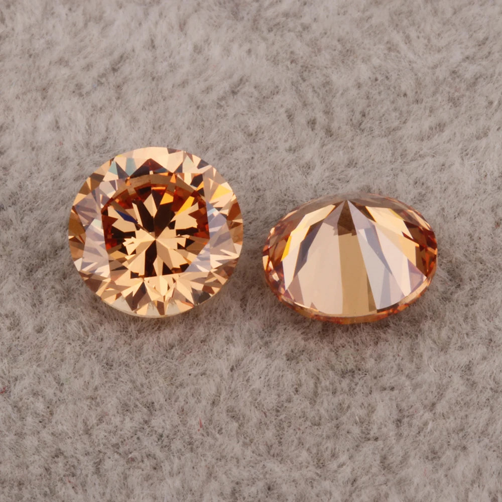 3.25-12mm Round 5A+ Champagne CZ Stone Synthetic Gems Cubic Zirconia
