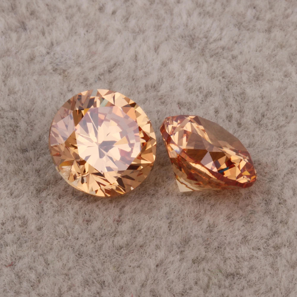 3.25-12mm Round 5A+ Champagne CZ Stone Synthetic Gems Cubic Zirconia