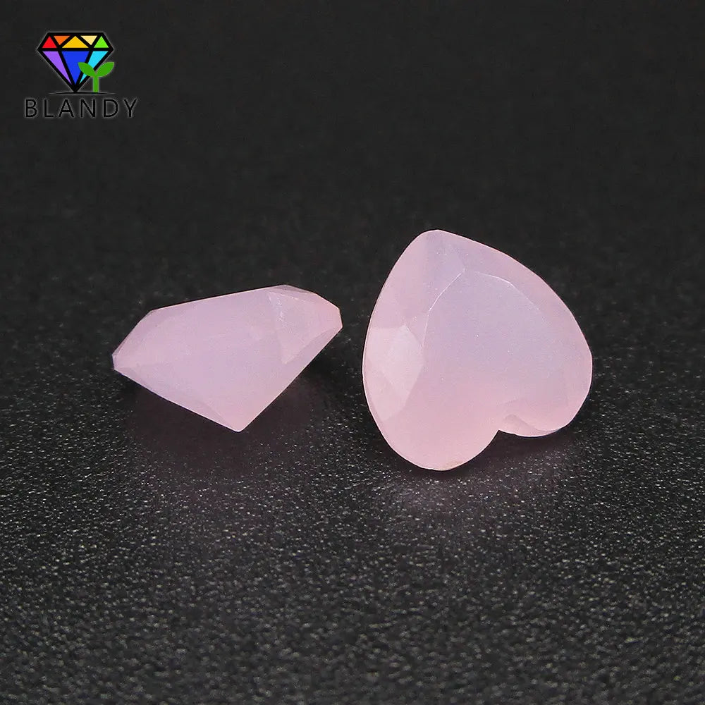 Heart Shape Milky Pink Glass Stone Synthetic Gems For DIY Jewelry