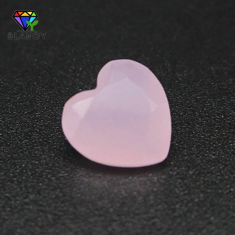 Heart Shape Milky Pink Glass Stone Synthetic Gems For DIY Jewelry