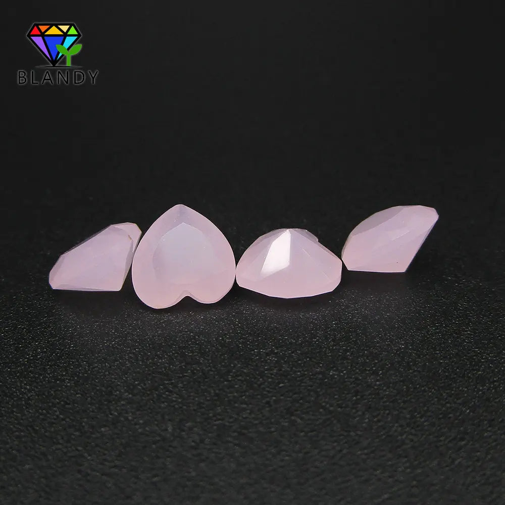 Heart Shape Milky Pink Glass Stone Synthetic Gems For DIY Jewelry