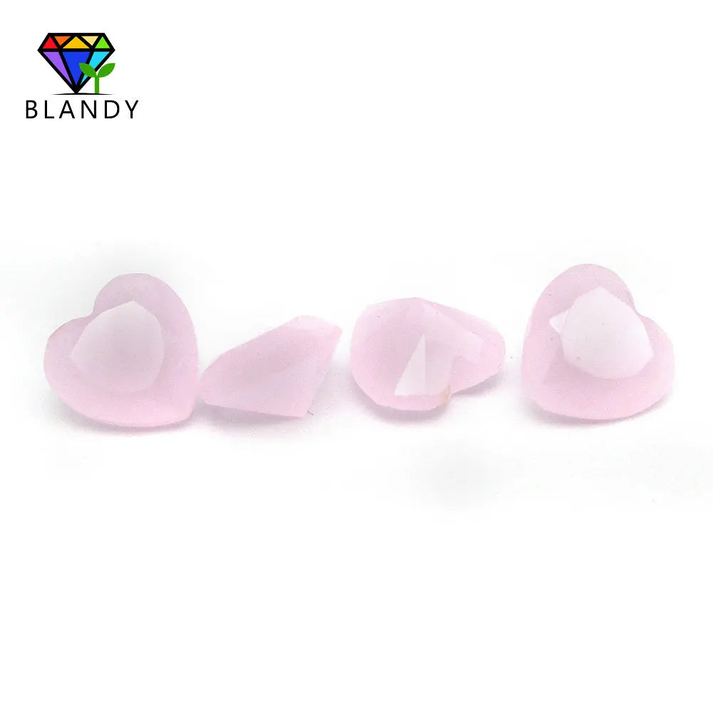 Heart Shape Milky Pink Glass Stone Synthetic Gems For DIY Jewelry