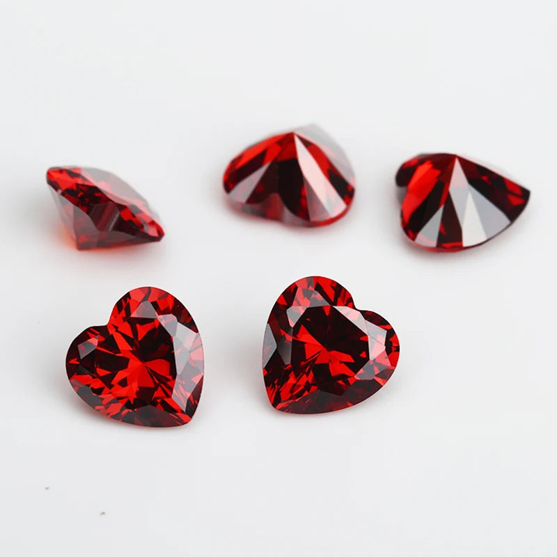 5A Heart CZ Stones 3x3~10x10mm Various Color Loose Gems For Jewelry