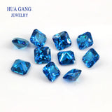 5A Dark Seablue CZ Square Octangle Shape Princess Cut Stones