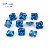 5A Dark Seablue CZ Square Octangle Shape Princess Cut Stones