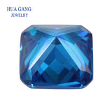 5A Dark Seablue CZ Square Octangle Shape Princess Cut Stones