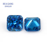 5A Dark Seablue CZ Square Octangle Shape Princess Cut Stones