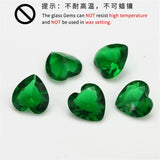 Heart Shape Glass Stone Synthetic Gems Red Green Garnet