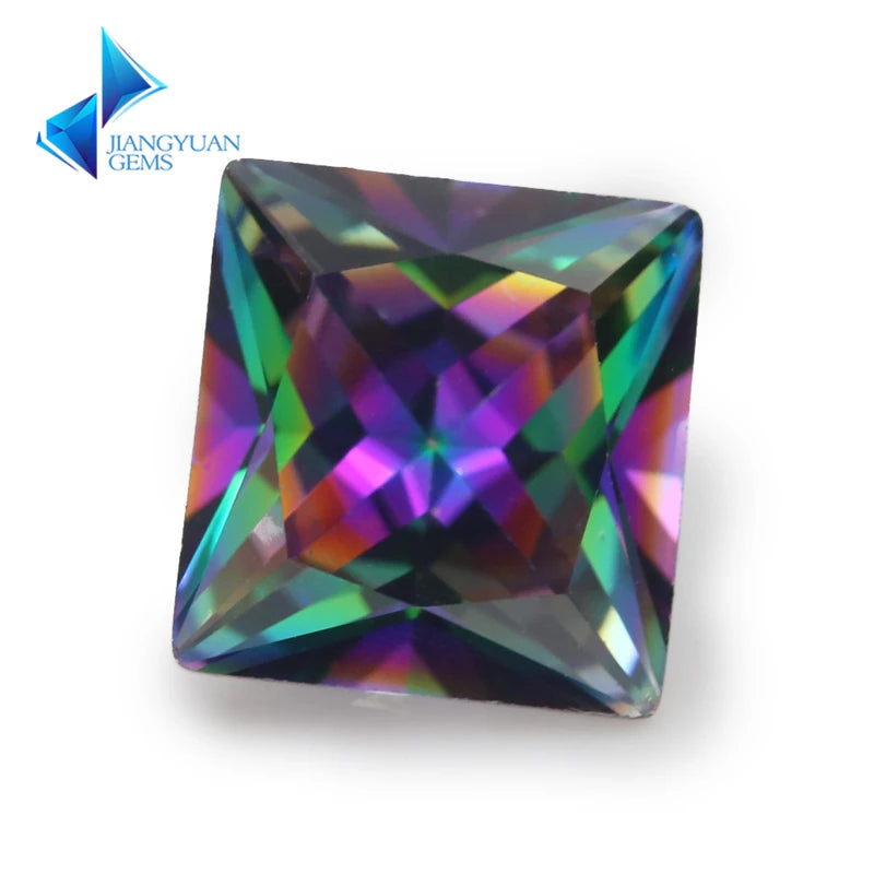 CZ Square Cut Gemstones Mix Multicolor 3-10mm Plating Loose Synthetic Gems