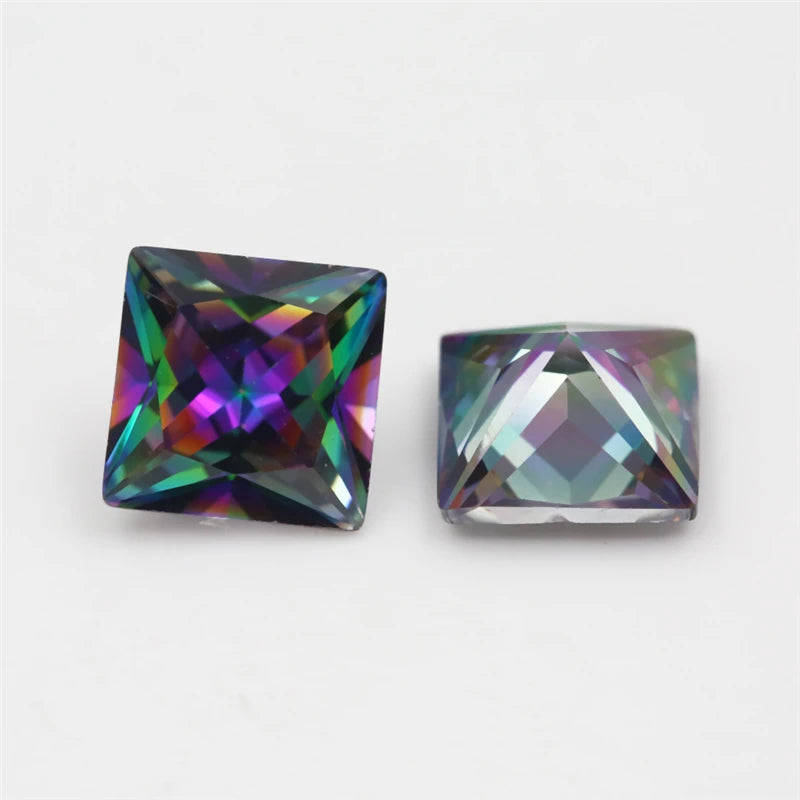 CZ Square Cut Gemstones Mix Multicolor 3-10mm Plating Loose Synthetic Gems