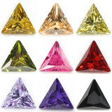 3x3~10x10mm Triangle CZ Stones Pink Golden Yellow Violet Amethyst