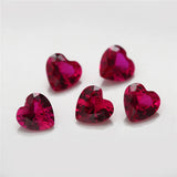 8# 3# 5# Red Stone Heart Shape Synthetic Corundum Gems 3x3mm~12x12mm