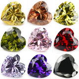 Heart Shape CZ Stones Pink Yellow Violet Garnet Red