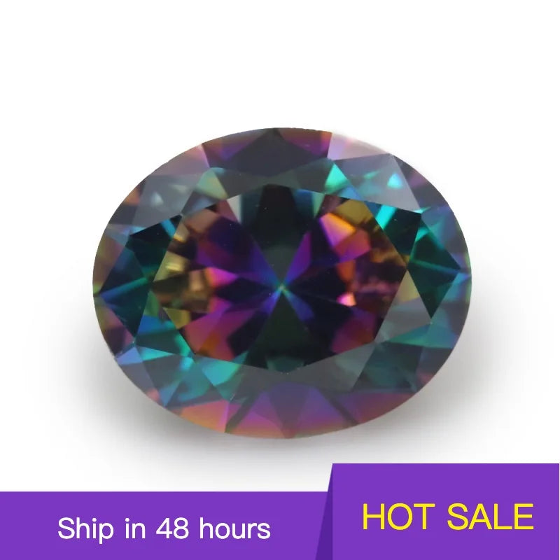 Multicolor Oval Cut Plating CZ Stone Loose Synthetic Gems