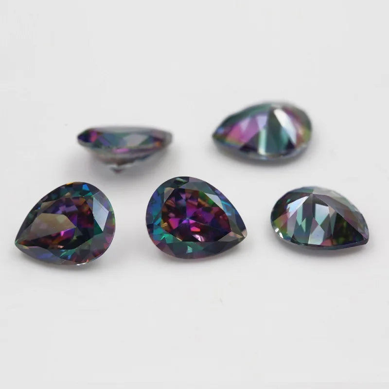 3x5~10x12mm Pear Shape CZ Stone Loose Multicolor Synthetic Gems