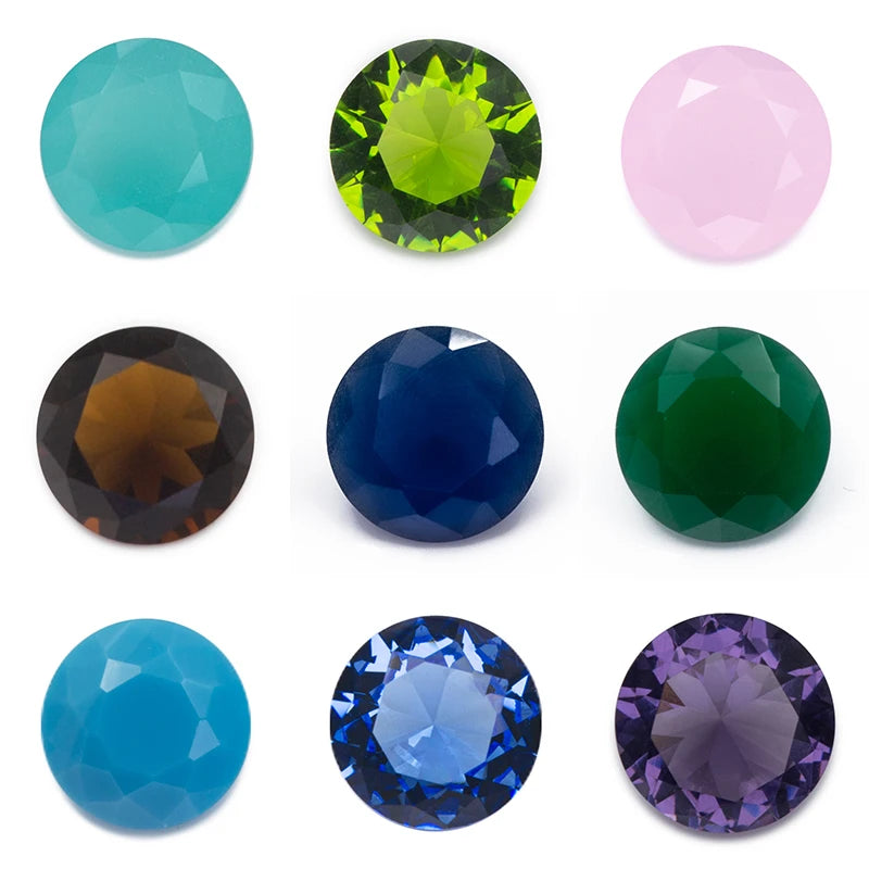 50pcs Round Glass Stones Rose Red Green 4.0mm-12mm