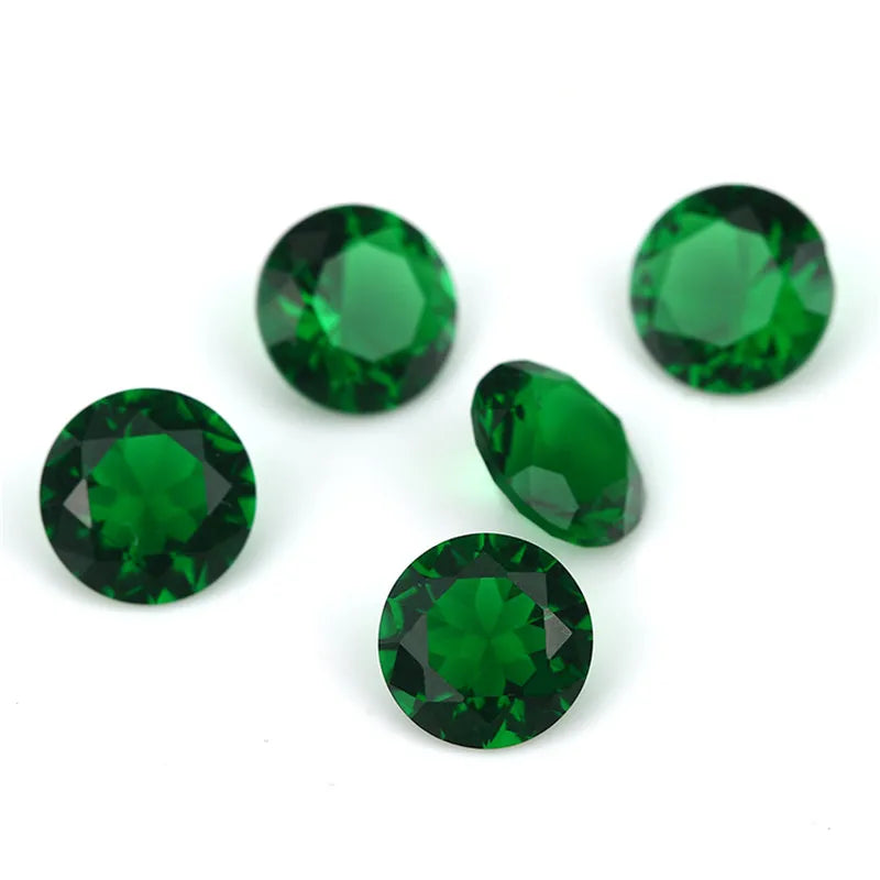 50pcs Round Glass Stones Rose Red Green 4.0mm-12mm