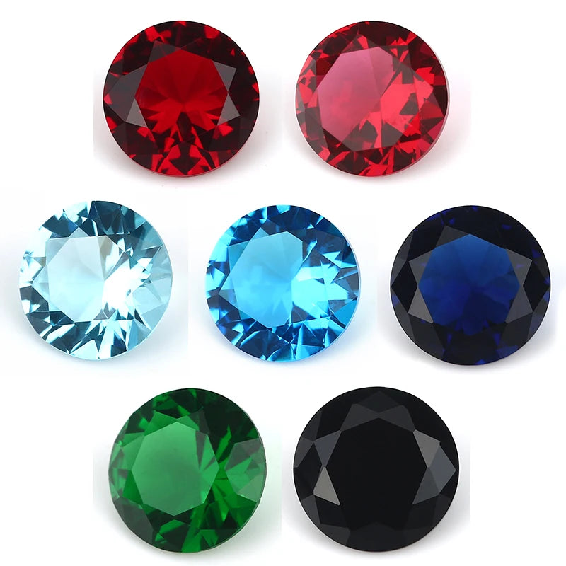 50pcs Round Glass Stones Rose Red Green 4.0mm-12mm