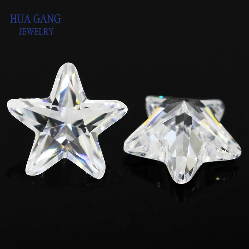 Star Shape 5A CZ Stone Synthetic Gems Cubic Zirconia 4x4~10x10mm