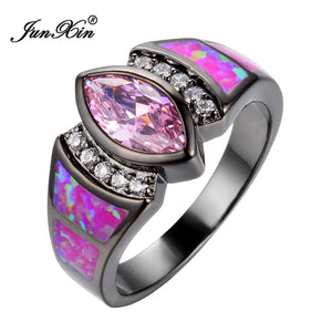 Hot Pink Opal CZ Engagement Ring 10KT Filled Women Wedding Jewelry