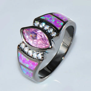 Hot Pink Opal CZ Engagement Ring 10KT Filled Women Wedding Jewelry