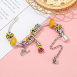 Skeleton Musician Little Girl Castle Pendant Charm Bracelet