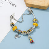 Skeleton Musician Little Girl Castle Pendant Charm Bracelet
