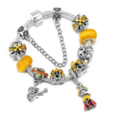 Skeleton Musician Little Girl Castle Pendant Charm Bracelet