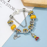 Skeleton Musician Little Girl Castle Pendant Charm Bracelet
