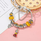 Skeleton Musician Little Girl Castle Pendant Charm Bracelet