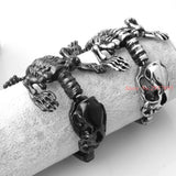 Skeleton Skull Bicycle Link Chains Bracelet Men Stainless Steel Punk Rock