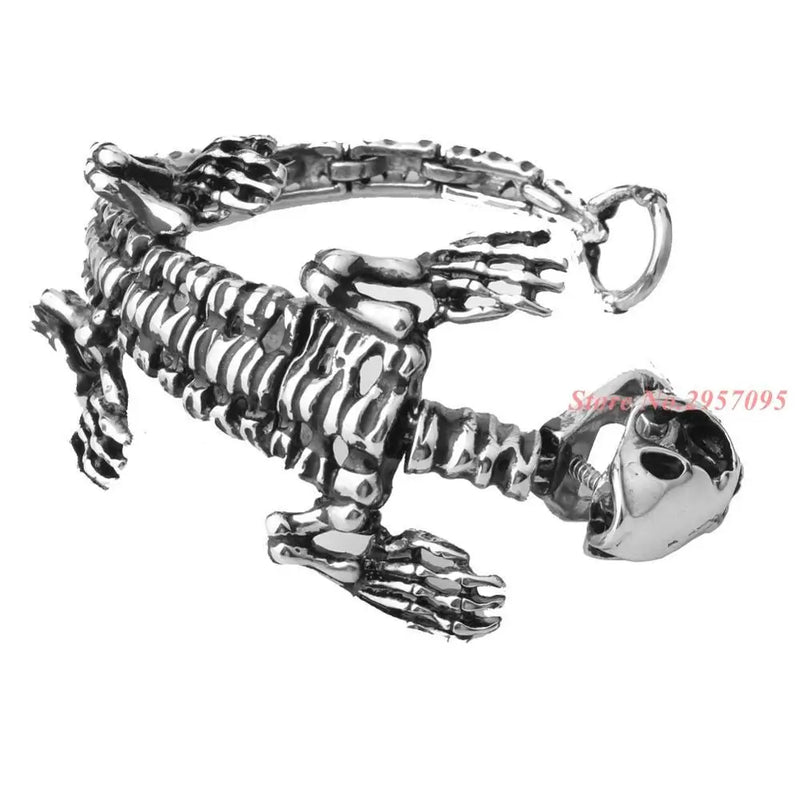 Skeleton Skull Bicycle Link Chains Bracelet Men Stainless Steel Punk Rock